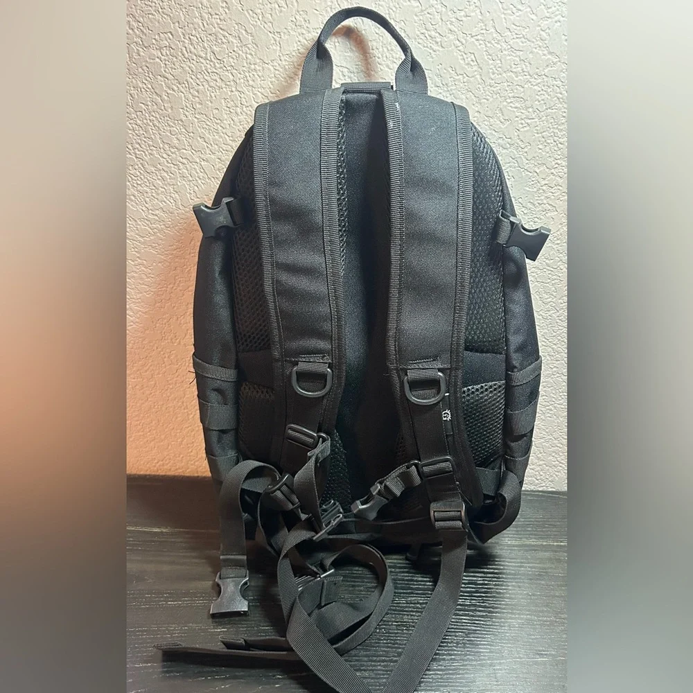 Tactical Black Backpack Motorcycle Riding Molle Protection Plus Pockets - Picture 3 of 8
